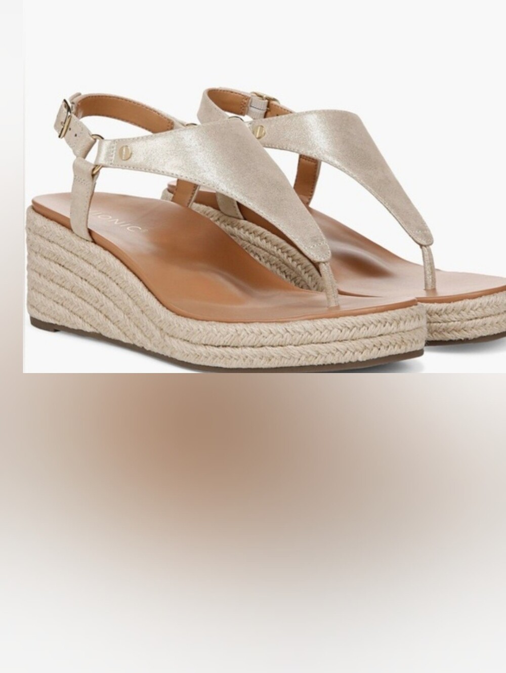 Vionic Women's Sz. 7.5 Kirra Leather Ankle Strap Wedge Sandals.